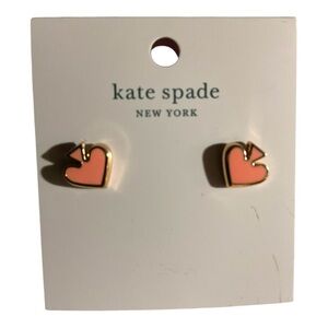 Kate Spade Everyday Spade Heart Stud Earrings Melon Pink, New on Card 2169